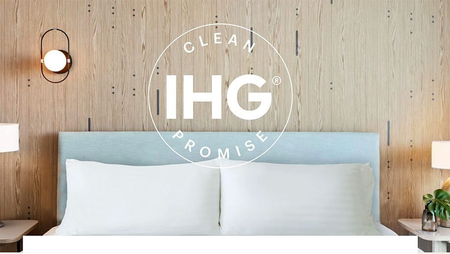 A room with in the IHG Group Hotels and resorts with IHG Clean Promise logo