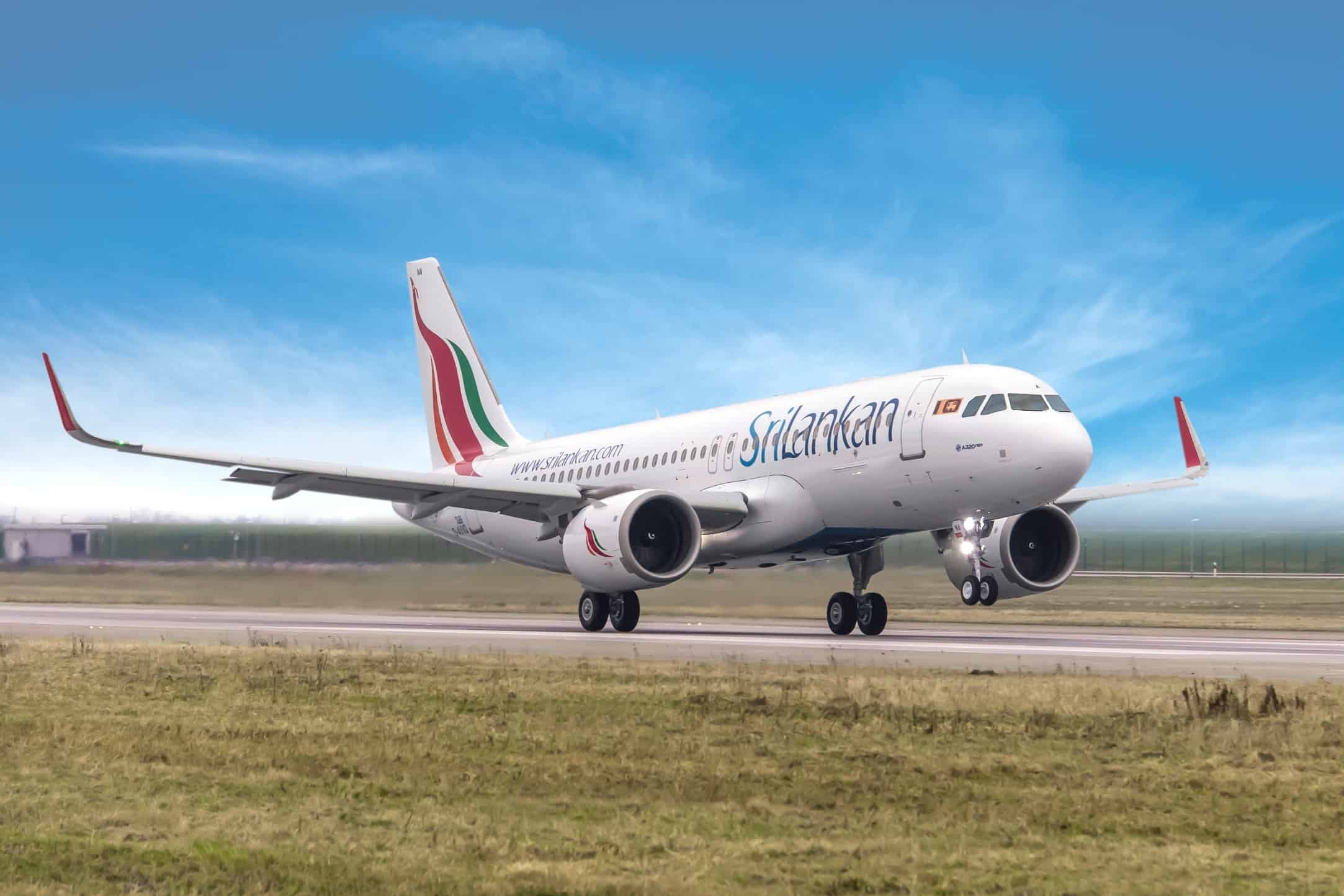 Srilankan Airlines aircraft taking off from a runway