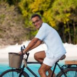 Sonu Shivdasani enjoying a bicycle ride in the beautiful resort of Soneva.