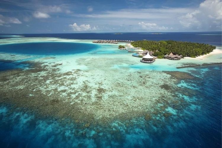 Aerial island photo of Maldives resort Baros Maldives