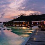 Pool and Bar sunset at Maldives Resort