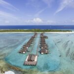 Aerial view of maldives resort paradise island