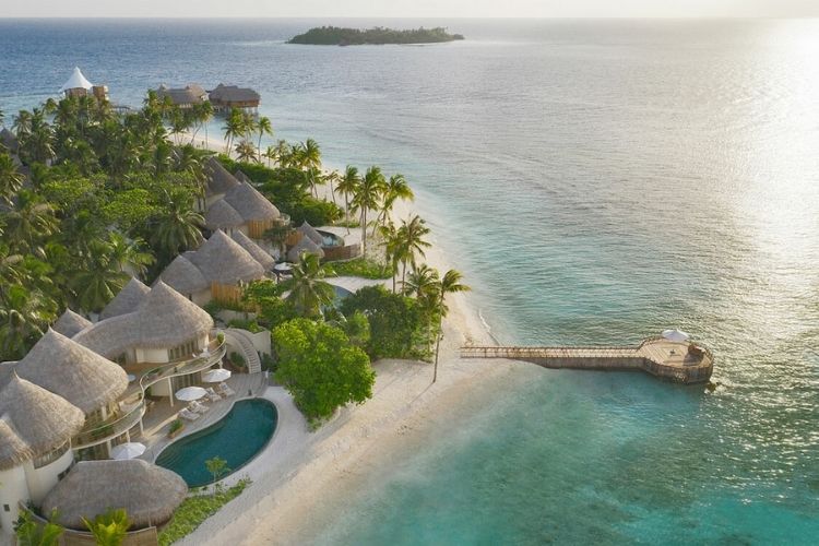 Aerial view of maldives resort, The Nautilus