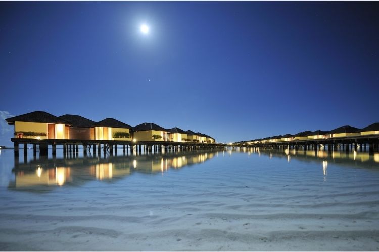 Overwater villas at Villa Hotels property, paradise island resort, Maldives