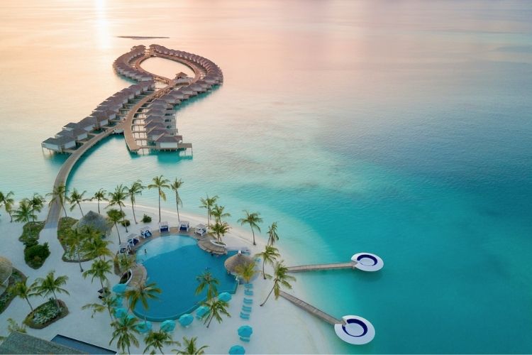Aerial view of Maldives resort Kandima