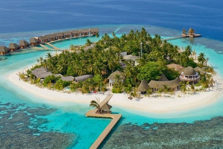 aerial view of maldives resort, kandolhu reopening on october