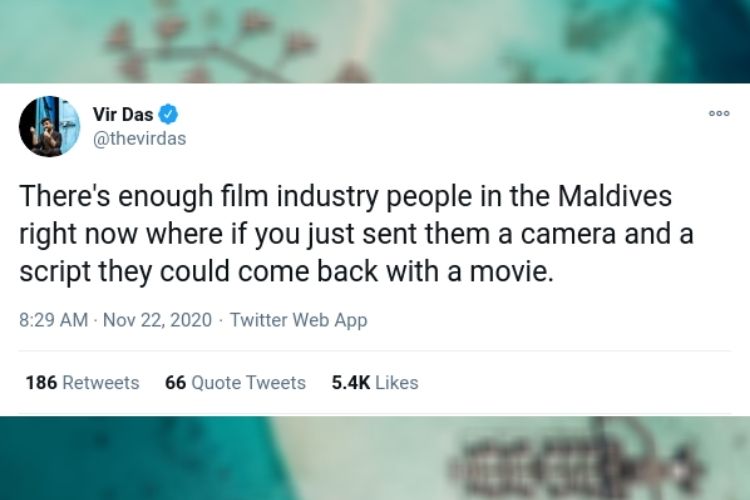a twitter user's tweet about the Maldives
