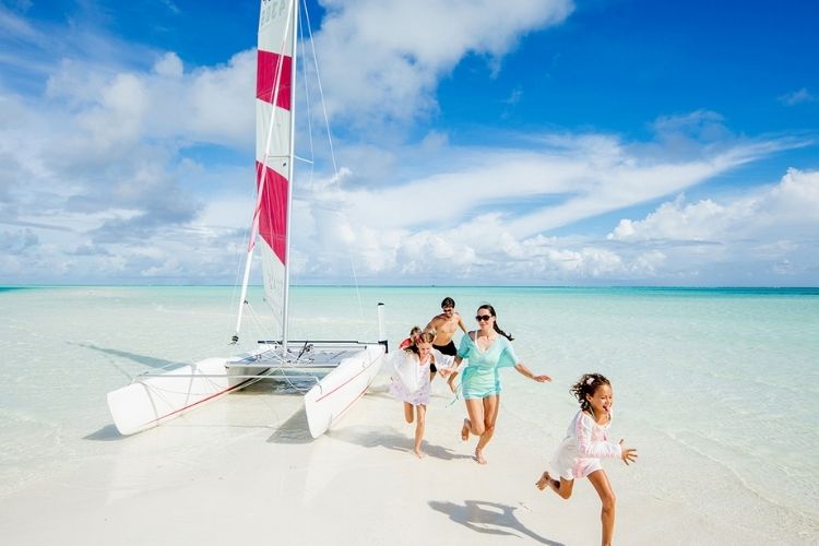 Family tourists in the Maldives