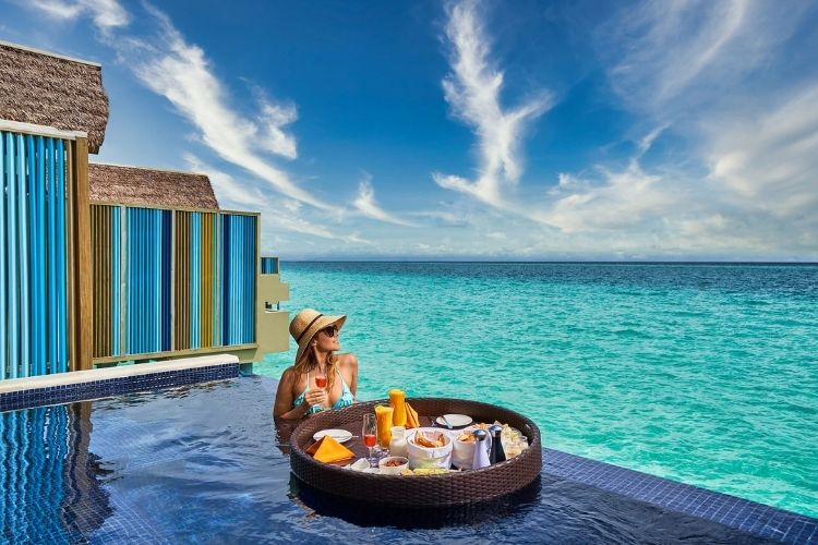 Hard Rock Hotel Maldives floating breakfast