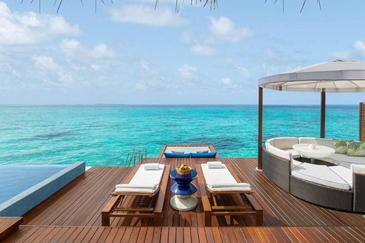 A deck of the villa in maldives