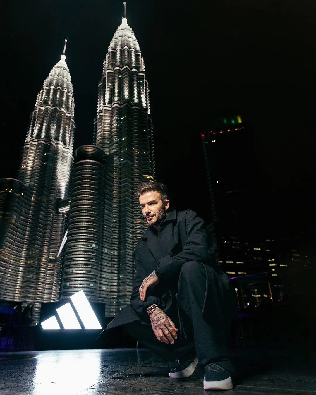 David Beckham near the Petronas Towers