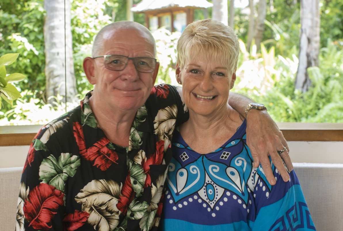 Reethi Faru Resort loyal guests Iain and Debbie