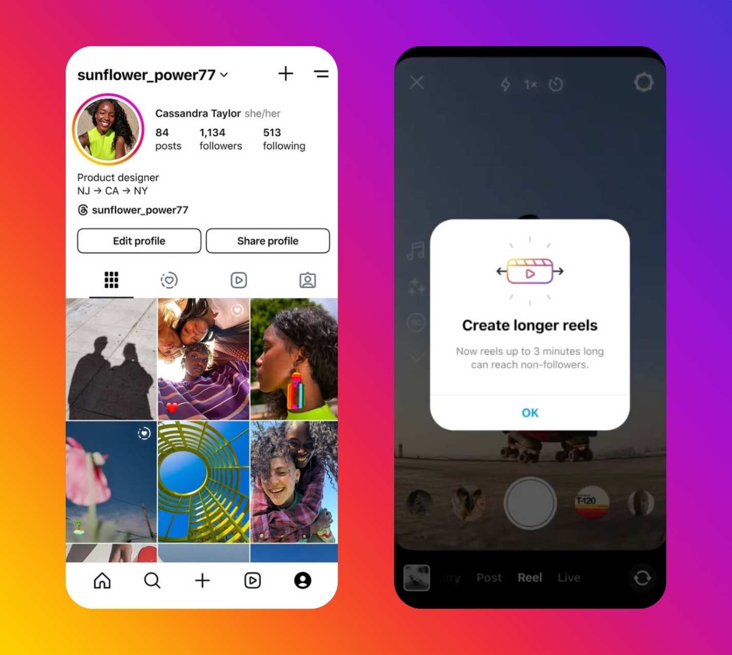 Instagram Update Introduces Longer Reels and Profile Changes