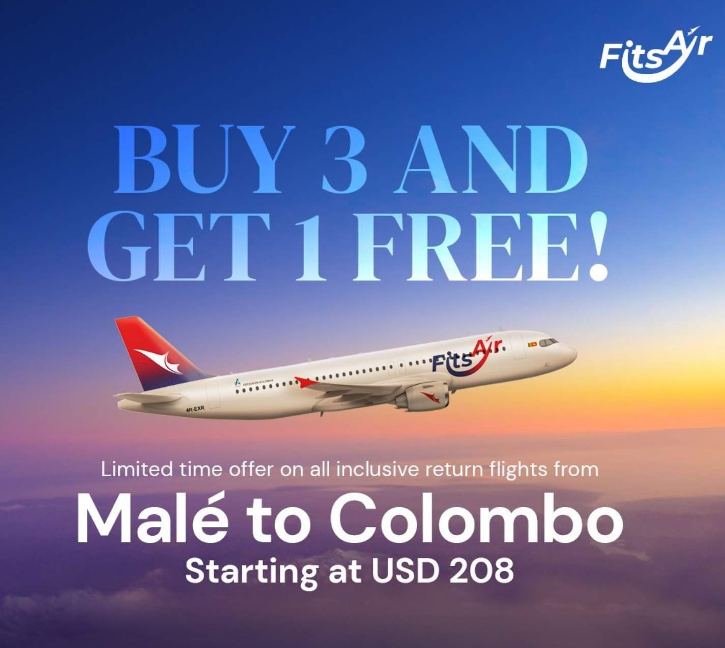 Limited-time flight offer: Book 3 and Get 1 Ticket Free at Fitsair